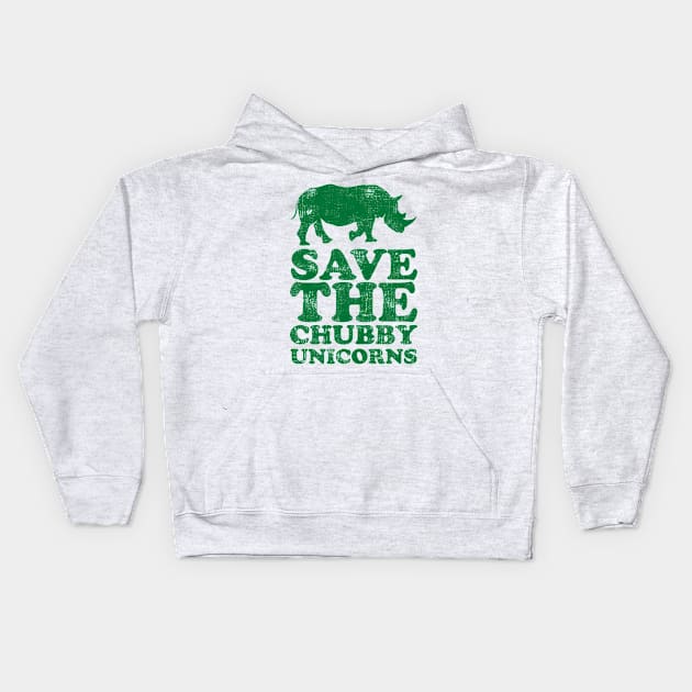 Green Save The Chubby Unicorns Kids Hoodie by meowstudio